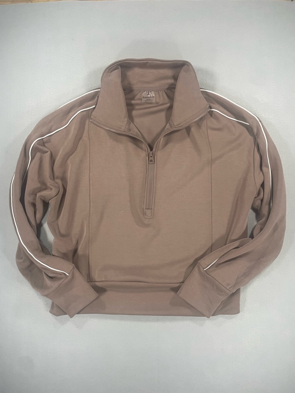 Danskin Women's Quarter Zip Pullover Taupe Brown Athletic Sweatshirt M 4969